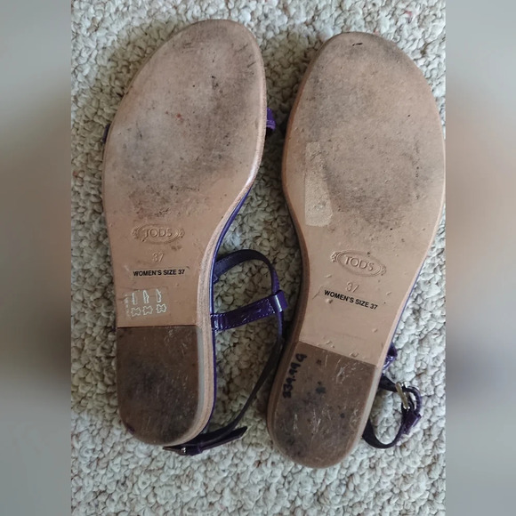 TOD’s T-Strap thong Sandals in Purple Patent Leather Size 6.5 - Picture 5 of 12